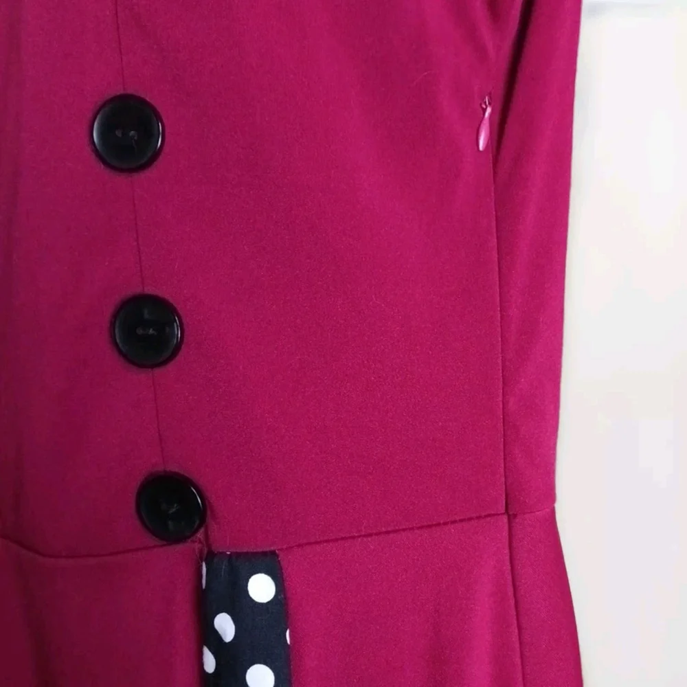 Juniors 2XL Polka Dot Dark Red Midi Dress - Picture 3 of 6